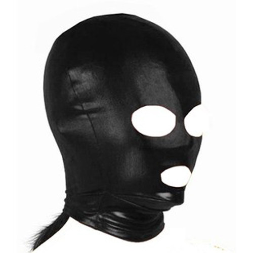 SM sex toy bondage hood, elastic patent leather hood suffocation mask, role play patent leather rubberized hood
