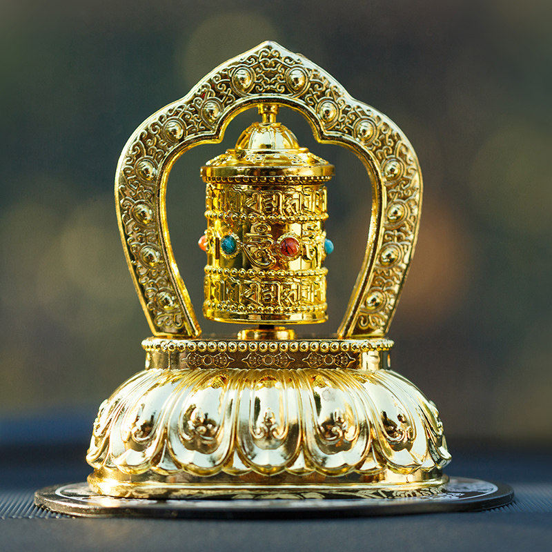 汽车摆件 太阳能转经筒转经轮车饰品 开光保平安车内饰品装饰用品