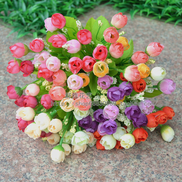 Field Garden Style High Emulation Flower Fake Flower Tea Table Decoration Flowers silk flower QQ Mei small tea bud tea Mei rose bouquet