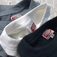 Áo phông dày Ami 咔叽 retro 16 đôi 320 g cotton dày đặc màu rắn cổ tròn áo thun dài tay chạm đáy áo thun polo