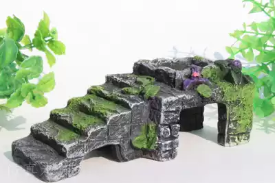Fish tank aquarium aquarium landscape decoration Bridge rockery amphibious crawling bridge crawling platform rest trapezoidal turtle drying table bottom price