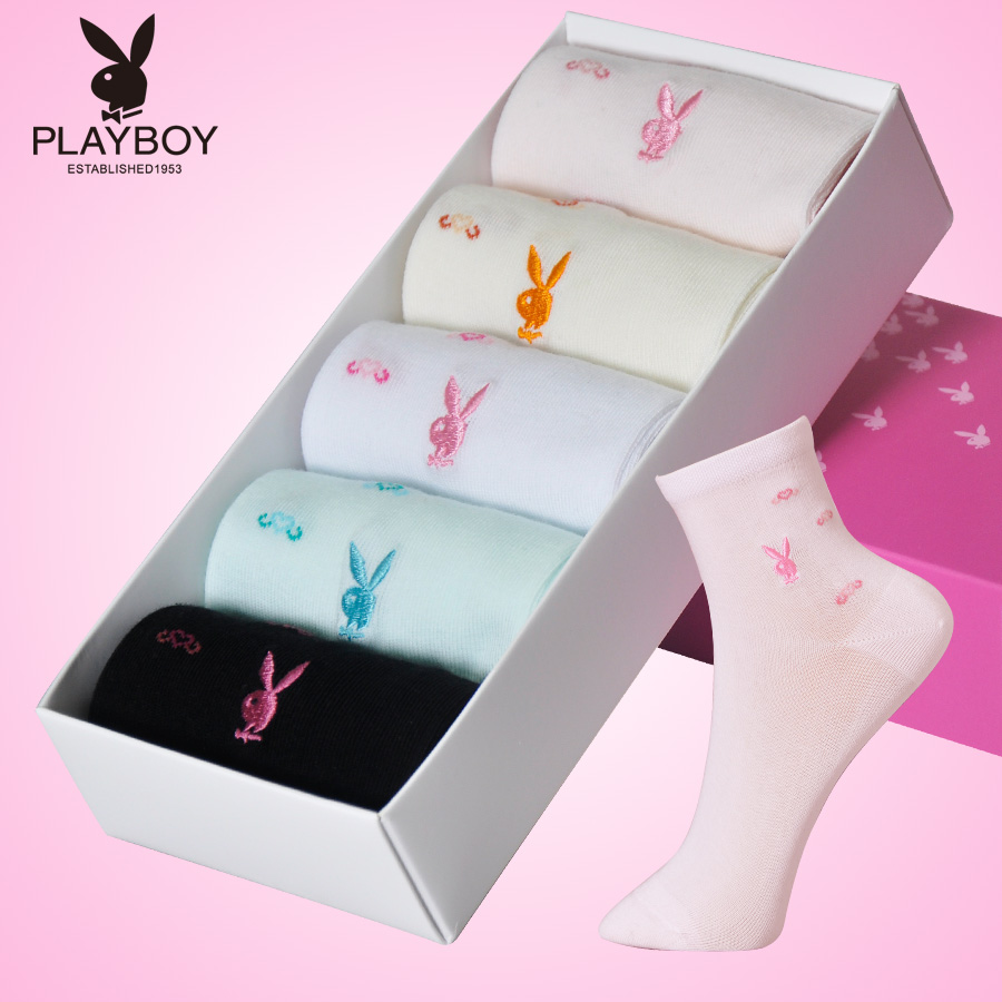 PLAYBOY/花花公子女士棉袜 中筒夏季薄款透气运动防臭短筒女袜子