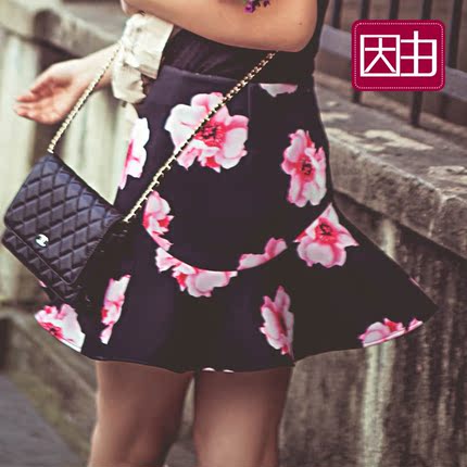 因由2015夏季新款女装高腰显瘦裙裤荷叶边A字裙蓬蓬半身裙防走光