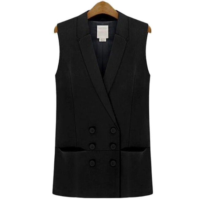 Quần áo mùa xuân và mùa hè châu Âu và châu Mỹ của phụ nữ g lỏng lẻo đôi ngực cỡ lớn phù hợp với chiều dài phù hợp với vest vest vest vest nhỏ áo khoác - Áo vest
