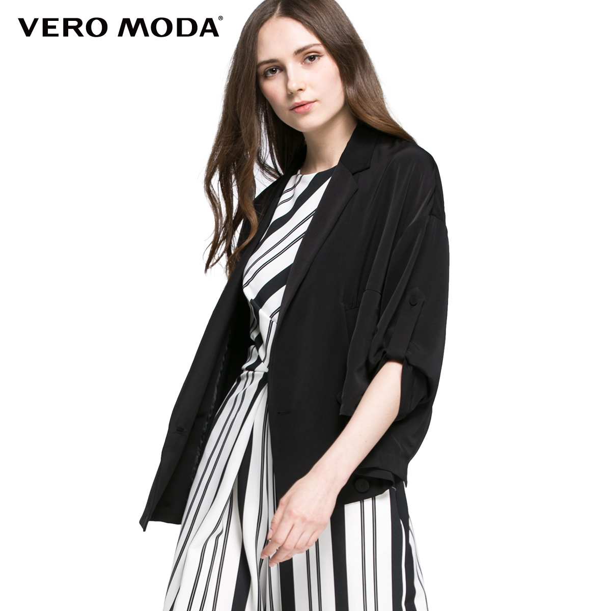 Vero Moda西装翻领落肩七分袖短款外套|316117014
