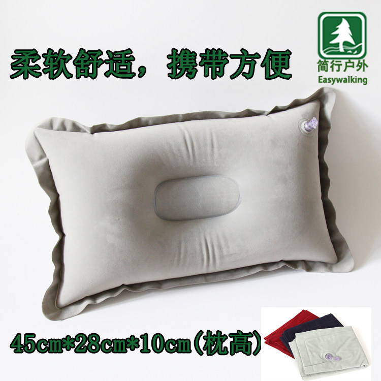 Brief Outdoor Camping Air Blow Pillow Travel Portable Pillow Square Flocking Inflatable Back Cushion Waist Pillow Afternoon Nap Pillow