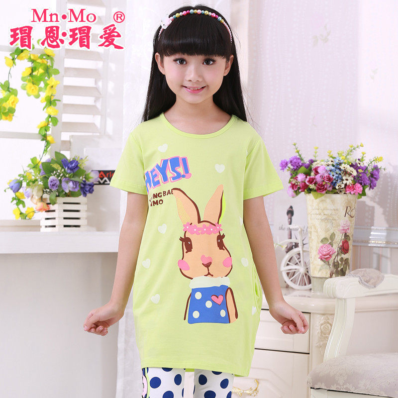 瑁恩瑁爱童装夏季新款卡通潮女中大童韩版儿童上衣打底衫短袖T恤