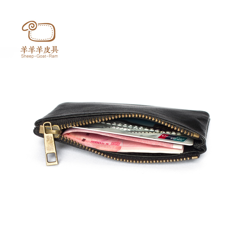 Mini Small Zero Wallet Male Sheepskin Ultrathin Soft Genuine Leather Zero Money Bag Woman Coin Bag Key Bag Tide Pull Chain Gift