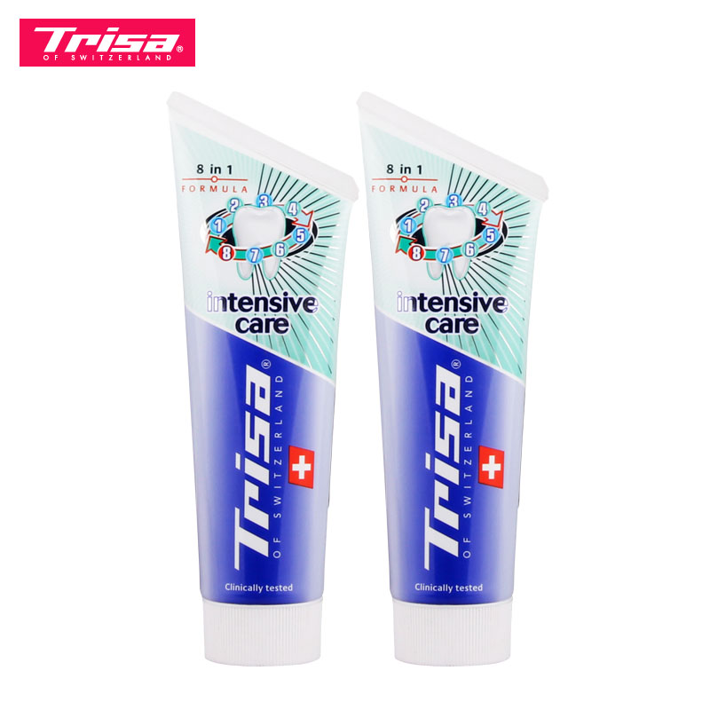 瑞士原装TRISA/瑞莎集效优护牙膏75ml*2支 去渍防结石 口气清新