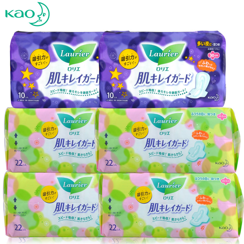 花王卫生巾组合 日本进口乐而雅棉柔超吸收日用夜用护翼 6包108片