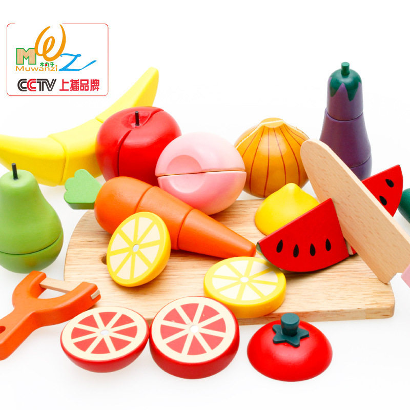 Wood Balls Sub Magnetic Fruits Vegetables Cognitive Chiche look at the building block Toys Children's parentage The Home Wine Game