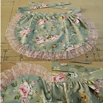 Half-body apron female Korean fashion apron half-length home lace half waist canvas pastoral apron custom