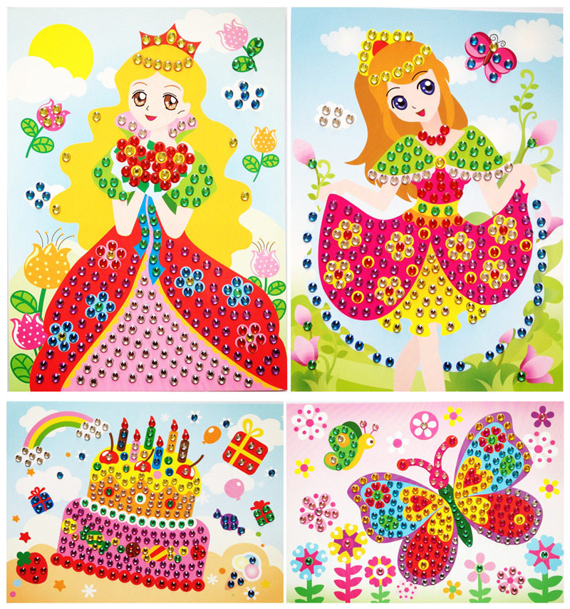 Children Diamond Stickers Stickers Crystal Color Painting Creative DIY Handmade Crystal Stickers Round Diamond Toy