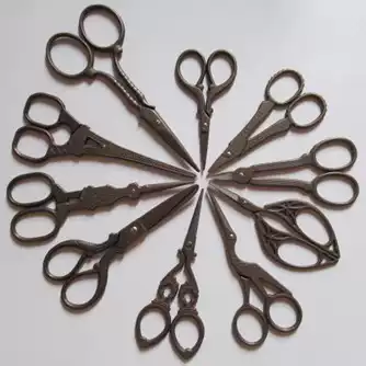 European stainless steel paper-cut home vintage scissors tea embroidery antique craft handmade thread head small scissors day