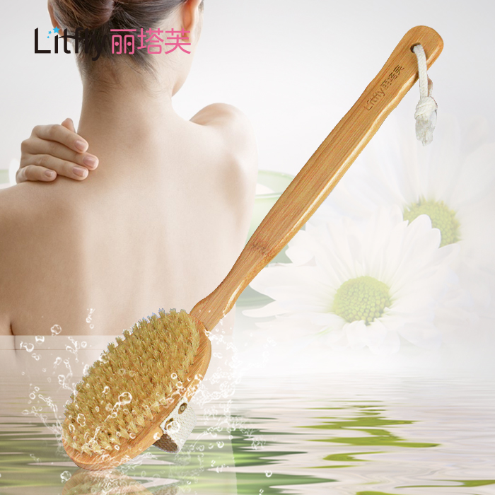 Litfly丽塔芙 长柄沐浴刷 洗澡刷按摩刷 猪鬃毛浴刷 搓背刷