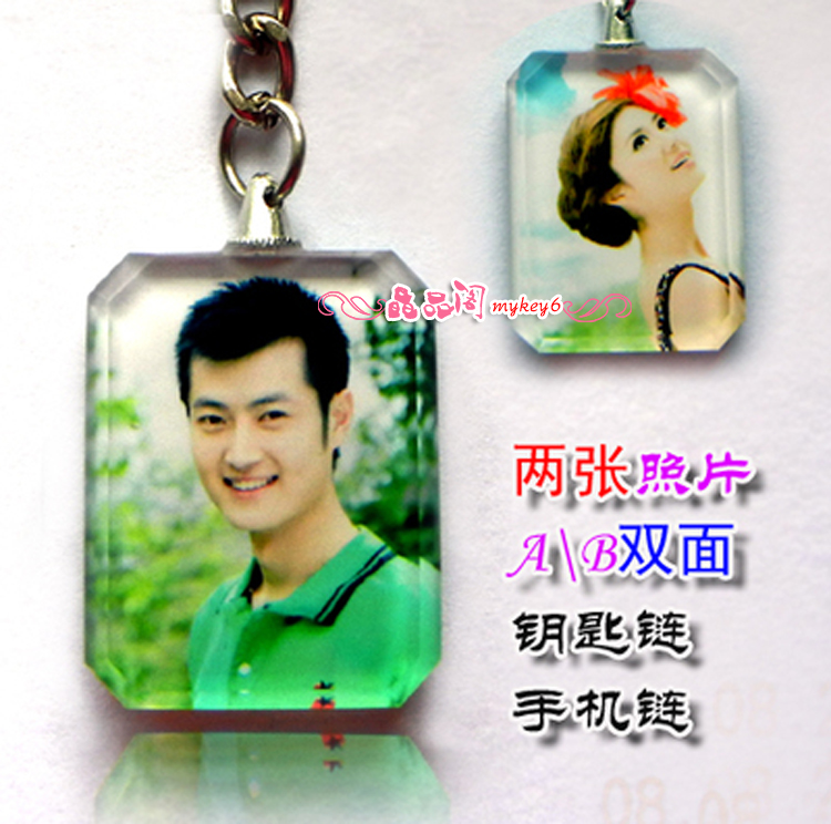 Crystal pendant photo making creative gift Car keychain Mobile phone pendant Couple photo customization