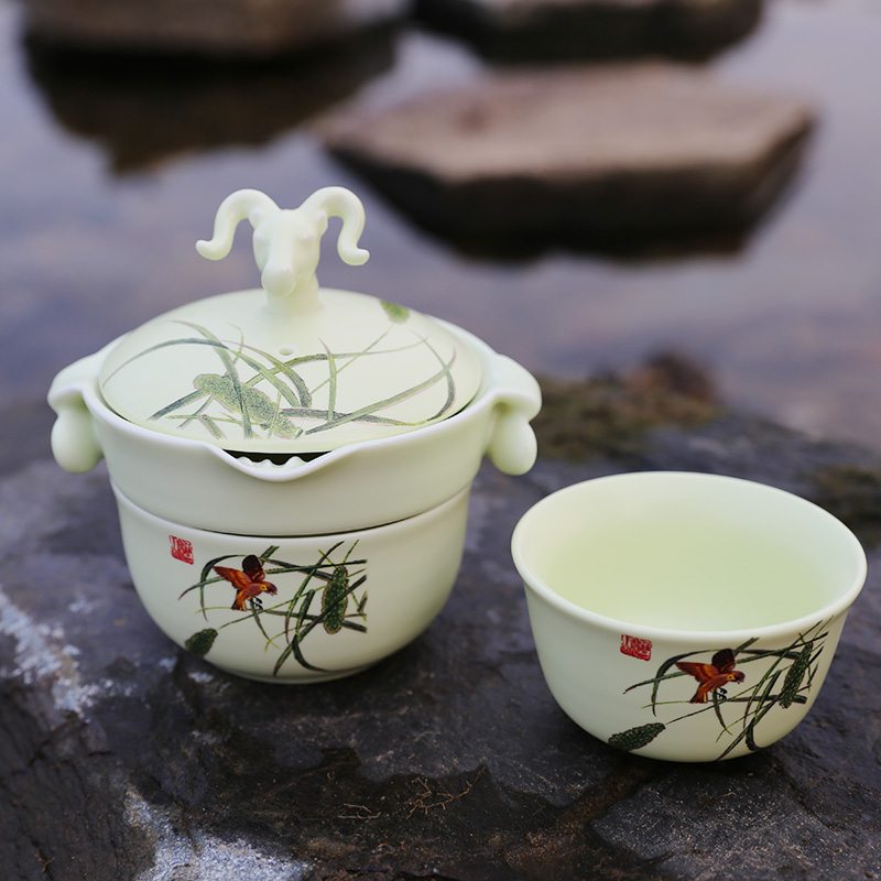 DH crack of a pot of two cup your up ceramic kung fu tea tea sets single double Japanese portable