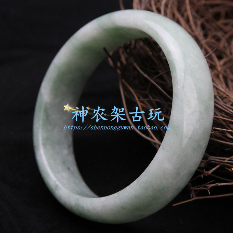 Blue field jade bracelet green white jade bracelet green bracelet with white green floating flowers jade