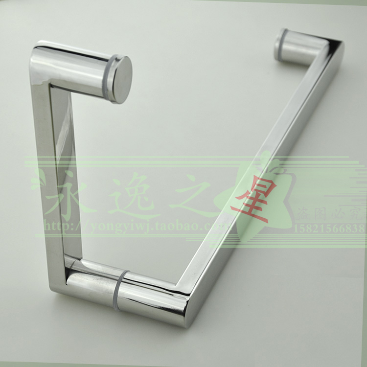 304 stainless steel L-shaped handle shower room handle glass door handle single moving door handrail square tube round foot does not rust