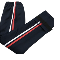 Autumn and winter velvet thick dark green inlaid red and white bar trousers casual pants men and women school pants sports pants students warm