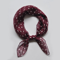 Purple red polka dot silk scarf female spring and autumn summer Korean changeable small silk scarf small square scarf mulberry silk neck scarf turban