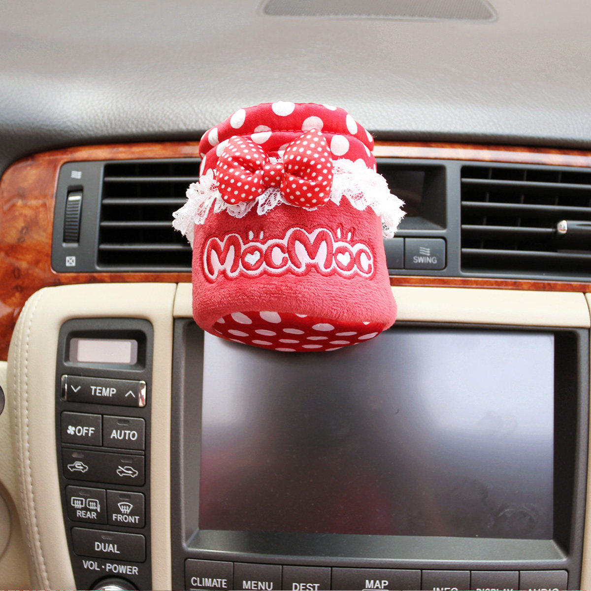 摩丝娃娃汽车出风口置物筒收纳袋 卡通可爱手机袋车载水杯饮料架