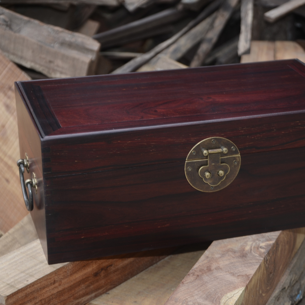 Fujia mahogany authentic large leaf rosewood 35*18*14cm mortise and mortise mahogany box player level