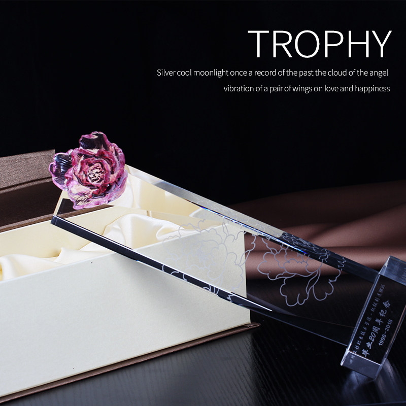 Three-Eight Women's Day Glazed Trophy Custom Upscale Female Staff Crystal Trophy Commemorative Donation Charity Set Up-Taobao