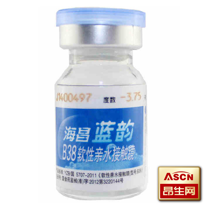 买2送盒 海昌隐形眼镜近视眼镜蓝韵年抛1片装 B38 TF
