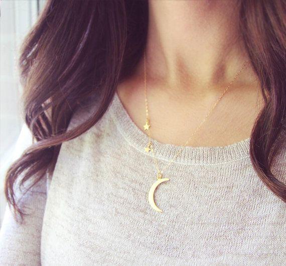 moon Stars women clavicle necklace