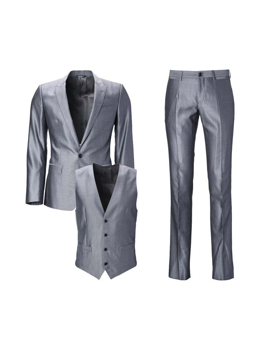 Dolce&Gabbana 灰色枪驳领一粒扣西服套装