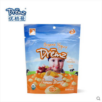 美国进口Dremz优格曼宝宝零食儿童辅食酸奶溶溶豆香蕉芒果