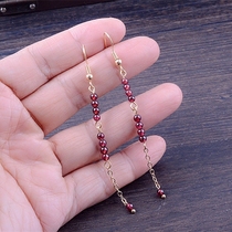 Original Retro Purple Tooth Pomegranate Stone Earrings Earrings Earrings Earrings With Long Korean temperament 100 Hitch Pendant approximately earrings