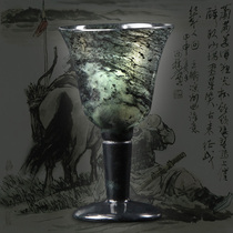 Gansu specialty Jiuquan luminous cup fine wine glass mandarin duck jade luminous cup small goblet