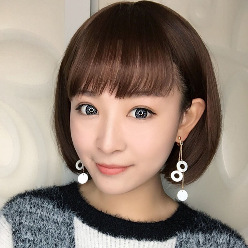 品秀假发短发女薄空气刘海短发 BOBO头短直发整顶假发假发头套