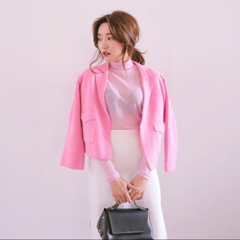 韩国stylenanda官方正品 翻盖口袋点缀针织夹克