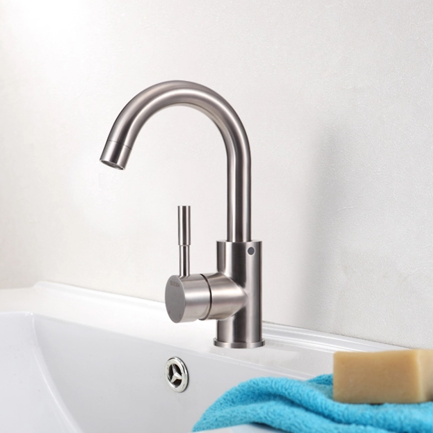 304 stainless steel face basin tap small brute waist surface basin surface tray tap wire drawing hot and cold wash face wash water tap