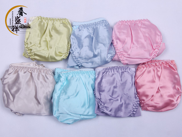 New Summer Silk Women's Silk Panties Plain Crepe Satin Lace Sexy Briefs