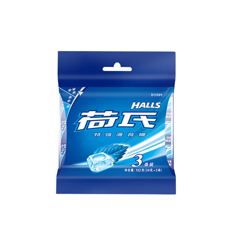 【天猫超市】亿滋 糖果荷氏薄荷糖特强原味3条装102g休闲零食