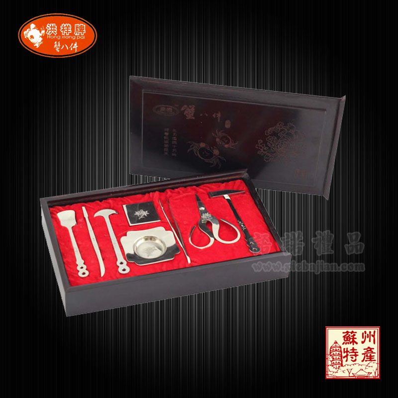 Crab tools Handmade eight white copper crabs Crab eating tools Boutique collectible gifts