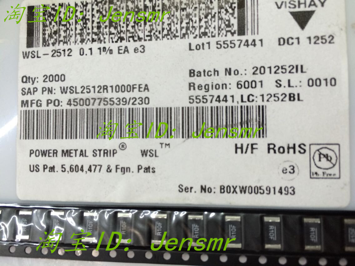 WSL2512R0500FEA VISHAY Alloy patch resistance 0 0 5 1W 1W 1% 2512 75ppm