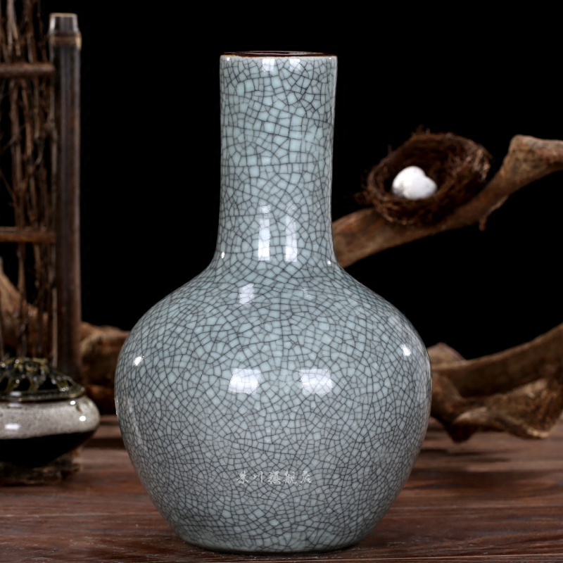 Archaize kilns were a piece of crack blue glaze flower bottles of jingdezhen ceramics classic modern home act the role ofing is tasted furnishing articles in the living room