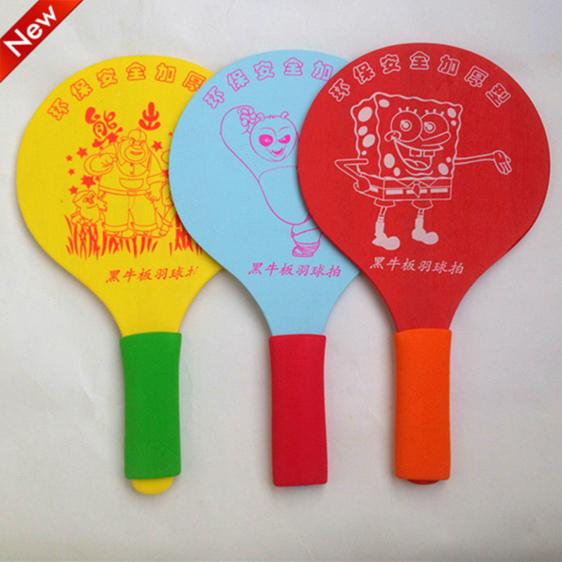 Sponge handle plate badminton racket eco-friendly solid wood plate plums with three wool rackets Cartoon Comfort Thickened