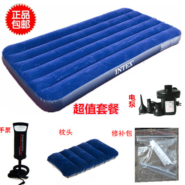 INTEX Inflatable mattress household double single lunch break folding air mattress with pillow portable outdoor air bed