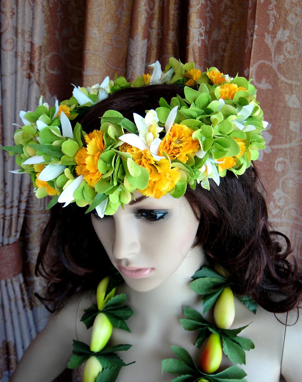 Hawaii Grass Skirt Dance Flower Ring Dance Prop Head Ring Performance Accessories Beach Accessories Head Flower Ring Hula Haku-Taobao