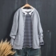 Áo sơ mi cộc tay mùa thu 2018 áo len dài tay nữ cotton mỏng màu bên ngoài áo len mỏng - Cardigan áo len trắng Cardigan