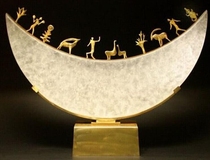  Hotel original crescent sculpture decoration Ancient totem art entrance decoration art craft Retro nostalgia