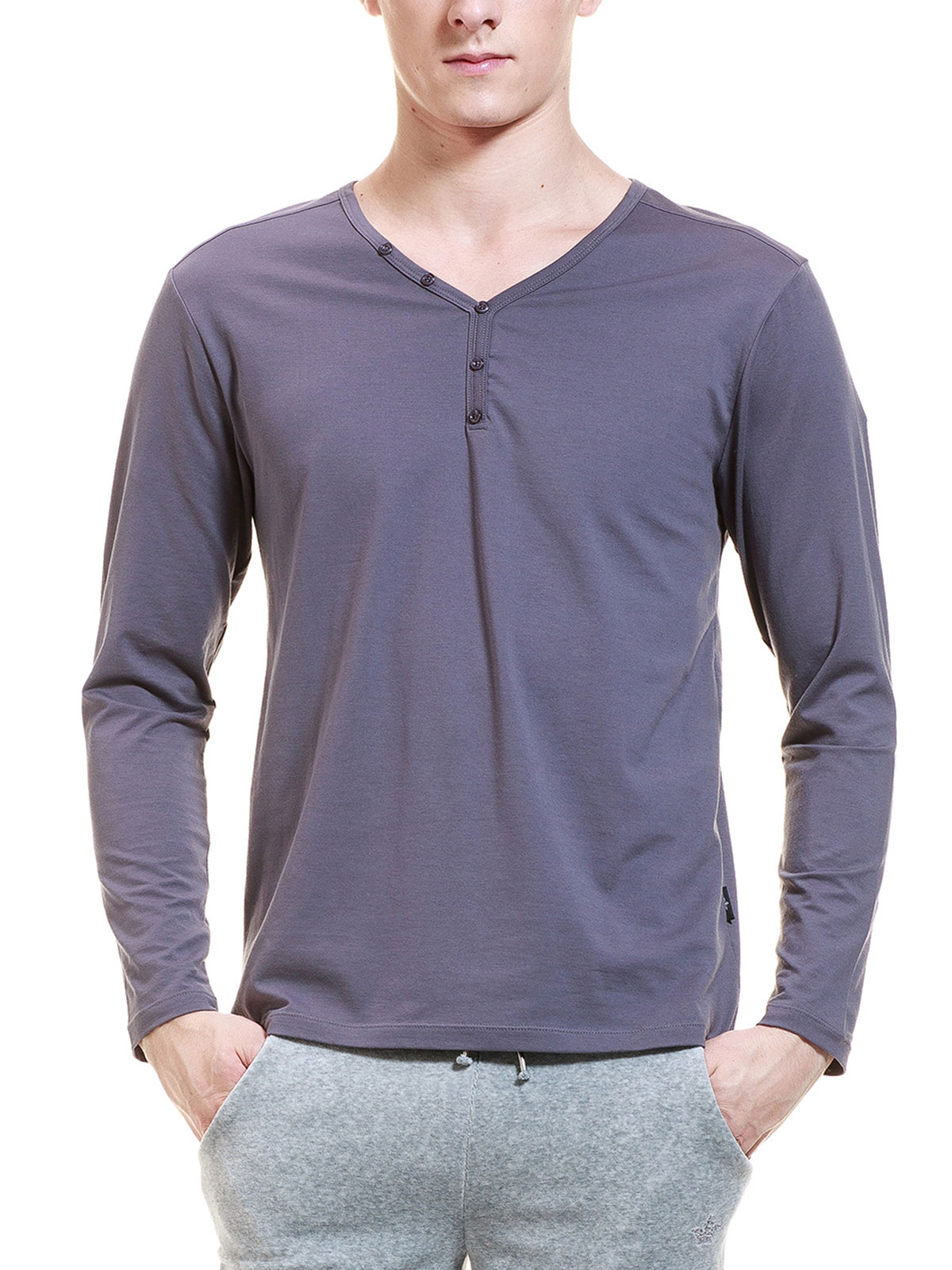 ROYAL VELVET|深灰色pima棉男士长袖T恤