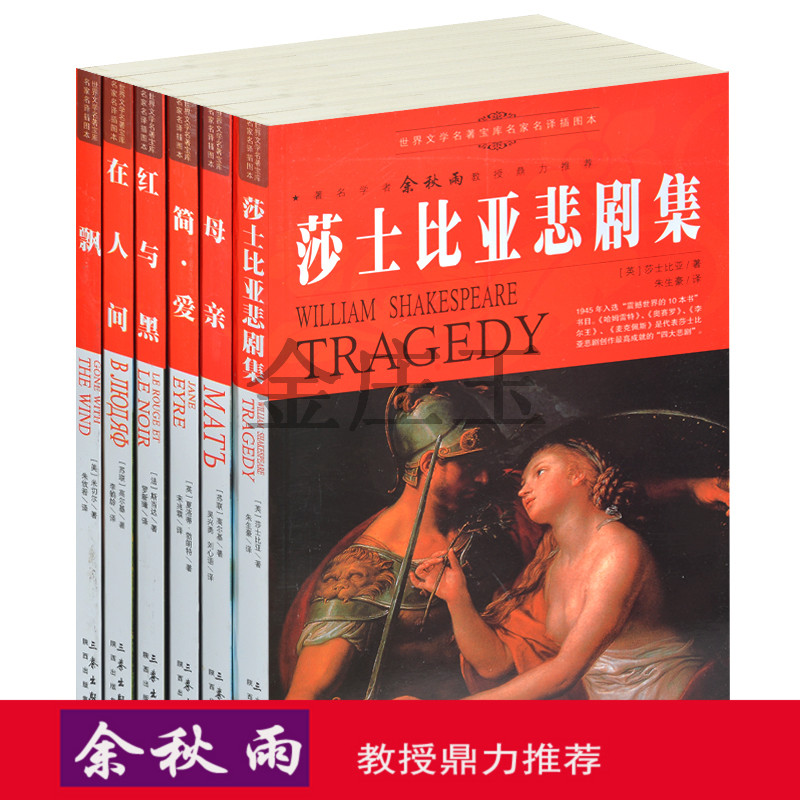 余秋雨推荐学生名著6册母亲 简爱 红与黑 在人间 飘 莎士比亚悲剧集 世界名著书籍全套装青少年版10-11-12-13-14-15岁 适合小学生