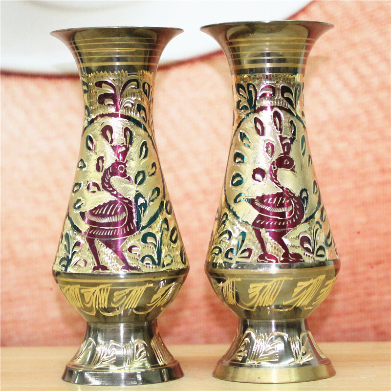 Pakistan Handicraft Direct Sale Copper Bronze Sculpture 8 Inch Vase Home Decoration Gift BT471 Flush Drilling Price